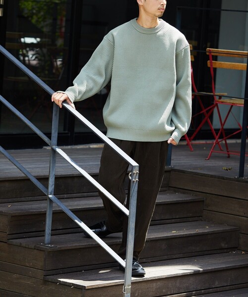 FREAK'S STORE（フリークスストア）の「FREAK'S STORE/フリークスストア 【洗えるニット】畔編み クルーネックニット プルオーバー（ニット/セーター・メンズ・ブラック/ベージュ/ネイビー/オレンジ/グリーン・SMALL/MEDIUM/LARGE）」の6枚目の写真