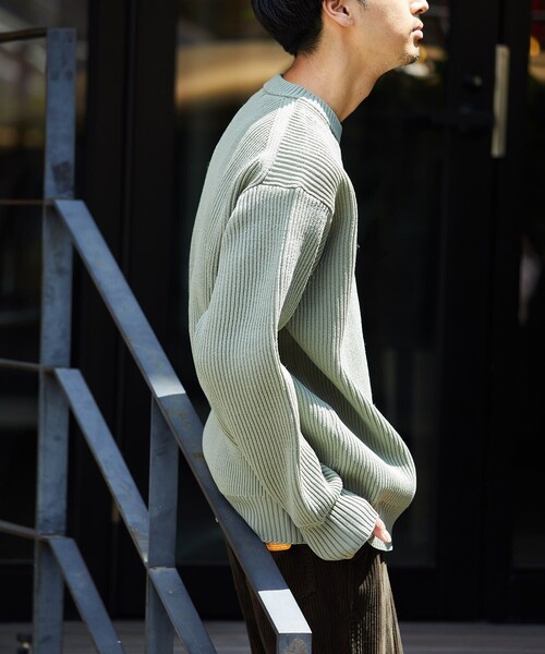 FREAK'S STORE（フリークスストア）の「FREAK'S STORE/フリークスストア 【洗えるニット】畔編み クルーネックニット プルオーバー（ニット/セーター・メンズ・ブラック/ベージュ/ネイビー/オレンジ/グリーン・SMALL/MEDIUM/LARGE）」の8枚目の写真