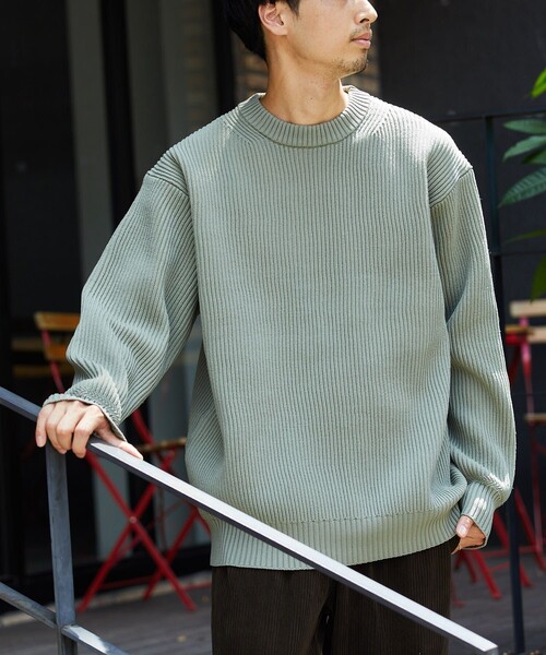 FREAK'S STORE（フリークスストア）の「FREAK'S STORE/フリークスストア 【洗えるニット】畔編み クルーネックニット プルオーバー（ニット/セーター・メンズ・ブラック/ベージュ/ネイビー/オレンジ/グリーン・SMALL/MEDIUM/LARGE）」の9枚目の写真