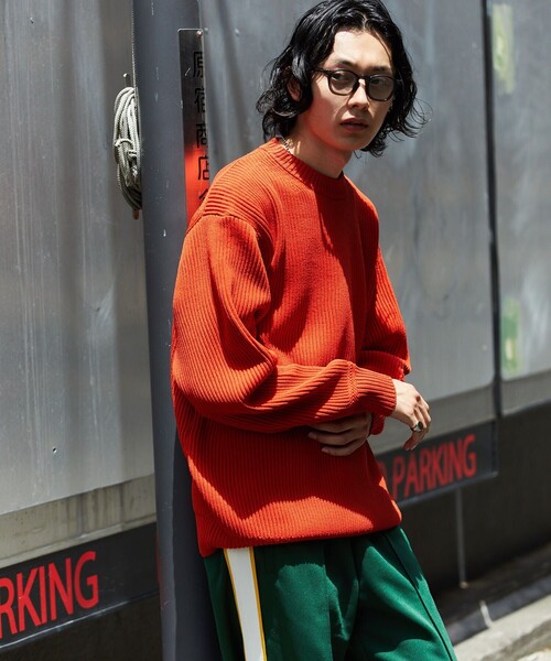 FREAK'S STORE（フリークスストア）の「FREAK'S STORE/フリークスストア 【洗えるニット】畔編み クルーネックニット プルオーバー（ニット/セーター・メンズ・ブラック/ベージュ/ネイビー/オレンジ/グリーン・SMALL/MEDIUM/LARGE）」の11枚目の写真