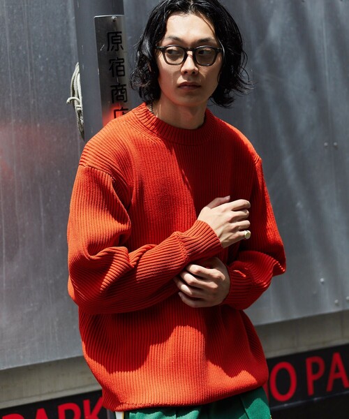 FREAK'S STORE（フリークスストア）の「FREAK'S STORE/フリークスストア 【洗えるニット】畔編み クルーネックニット プルオーバー（ニット/セーター・メンズ・ブラック/ベージュ/ネイビー/オレンジ/グリーン・SMALL/MEDIUM/LARGE）」の13枚目の写真