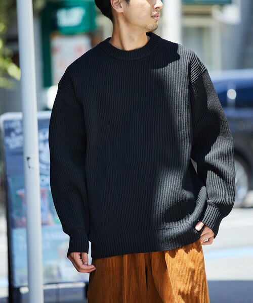 FREAK'S STORE（フリークスストア）の「FREAK'S STORE/フリークスストア 【洗えるニット】畔編み クルーネックニット プルオーバー（ニット/セーター・メンズ・ブラック/ベージュ/ネイビー/オレンジ/グリーン・SMALL/MEDIUM/LARGE）」の16枚目の写真