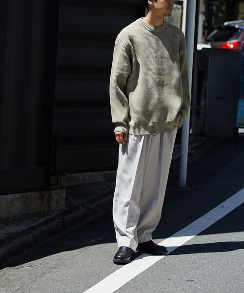 FREAK'S STORE（フリークスストア）の「FREAK'S STORE/フリークスストア 【洗えるニット】畔編み クルーネックニット プルオーバー（ニット/セーター・メンズ・ブラック/ベージュ/ネイビー/オレンジ/グリーン・SMALL/MEDIUM/LARGE）」の22枚目の写真