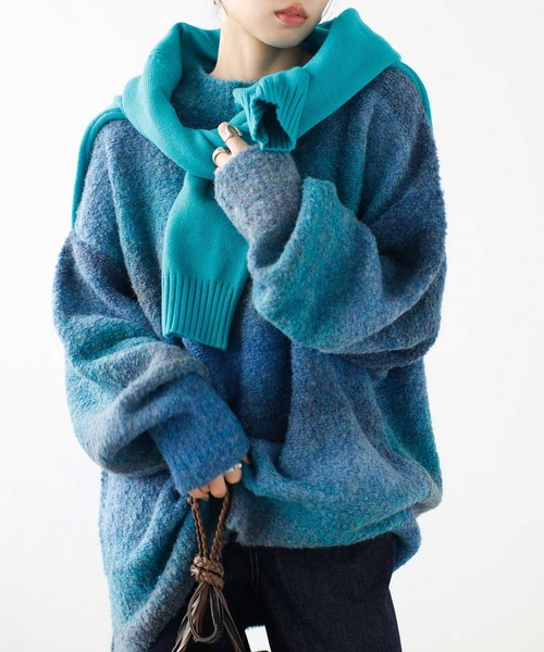 GeeRA（ジーラ）の「マーブルカラーニットプルオーバー（ニット/セーター・レディース・ブルー/グレー/パープル/ピンク・MEDIUM/X-LARGE/LARGE）」の2枚目の写真