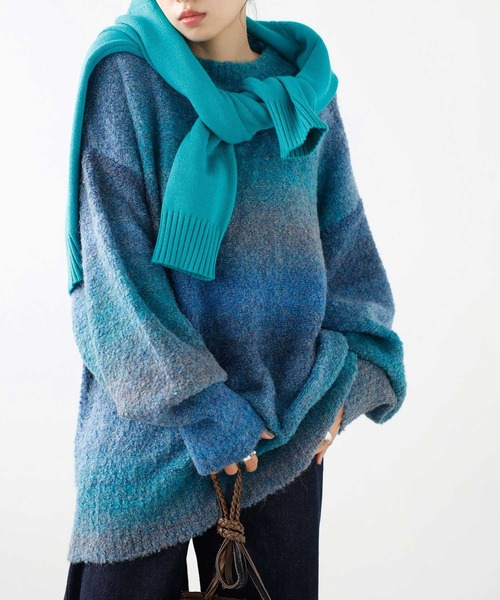 GeeRA（ジーラ）の「マーブルカラーニットプルオーバー（ニット/セーター・レディース・ブルー/グレー/パープル/ピンク・MEDIUM/X-LARGE/LARGE）」の17枚目の写真
