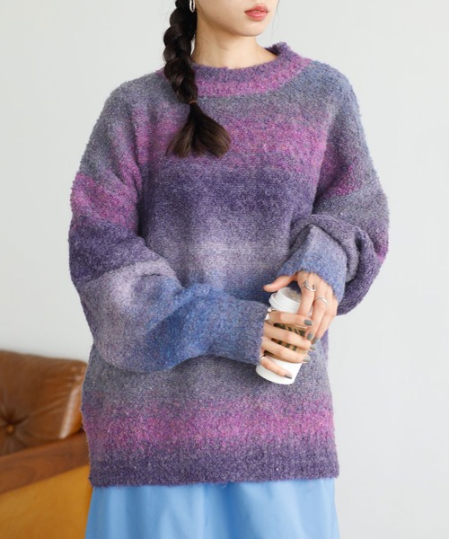 GeeRA（ジーラ）の「マーブルカラーニットプルオーバー（ニット/セーター・レディース・ブルー/グレー/パープル/ピンク・MEDIUM/X-LARGE/LARGE）」の22枚目の写真
