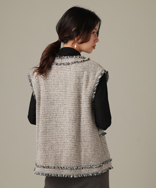 フリンジツイードジレ