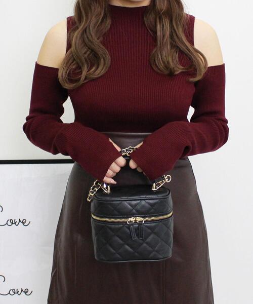 INGNI（イング）の「2WAY袖ボタンノースリニット（ニット/セーター・レディース・ブラック/オフホワイト/ボルドー・M）」の3枚目の写真