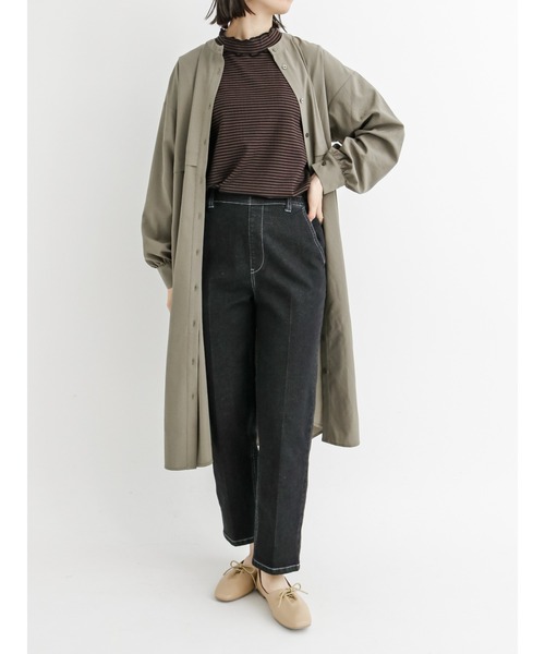 Samansa Mos2 blue（サマンサモスモスブルー）の「レイヤード風シャツワンピース（ワンピース・レディース・カーキ/チャコール/キナリ・ﾌﾘ-）」の5枚目の写真