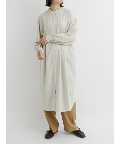 Samansa Mos2 blue（サマンサモスモスブルー）の「レイヤード風シャツワンピース（ワンピース・レディース・カーキ/チャコール/キナリ・ﾌﾘ-）」の10枚目の写真