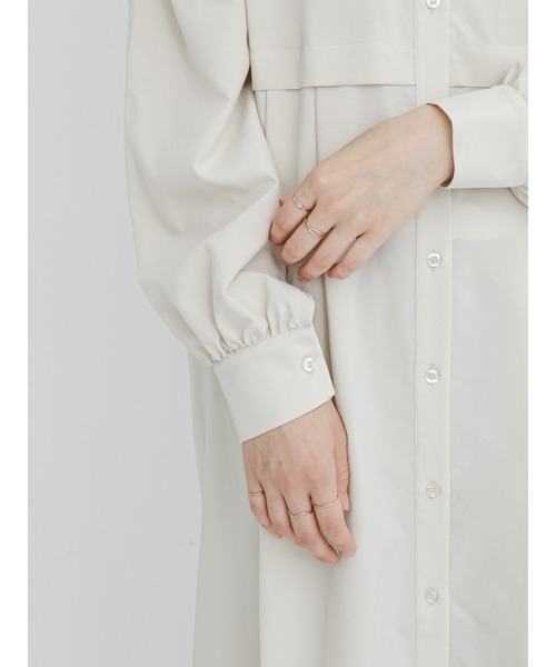 Samansa Mos2 blue（サマンサモスモスブルー）の「レイヤード風シャツワンピース（ワンピース・レディース・カーキ/チャコール/キナリ・ﾌﾘ-）」の12枚目の写真