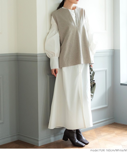 coca（coca）（コカ）の「シャーリングスリーブシャツワンピ（ワンピース・レディース・ホワイト/ブラック・M/L）」の6枚目の写真