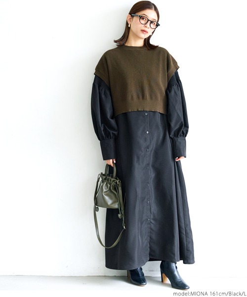 coca（coca）（コカ）の「シャーリングスリーブシャツワンピ（ワンピース・レディース・ホワイト/ブラック・M/L）」の8枚目の写真