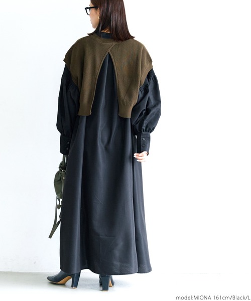 coca（coca）（コカ）の「シャーリングスリーブシャツワンピ（ワンピース・レディース・ホワイト/ブラック・M/L）」の9枚目の写真