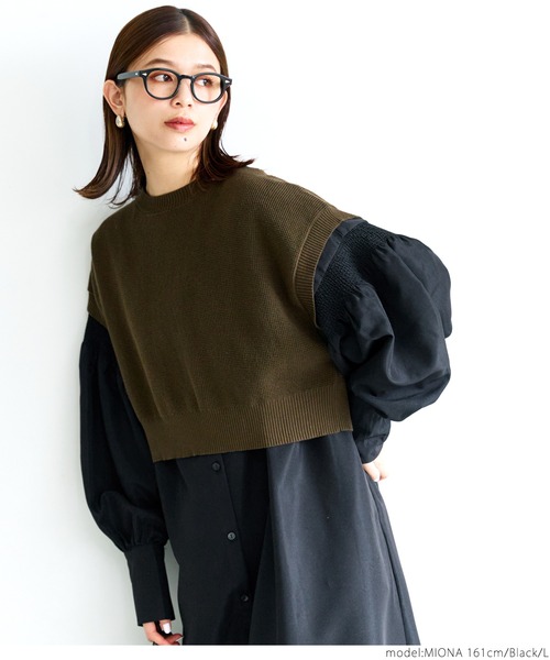 coca（coca）（コカ）の「シャーリングスリーブシャツワンピ（ワンピース・レディース・ホワイト/ブラック・M/L）」の10枚目の写真