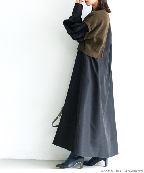 coca（coca）（コカ）の「シャーリングスリーブシャツワンピ（ワンピース・レディース・ホワイト/ブラック・M/L）」の11枚目の写真