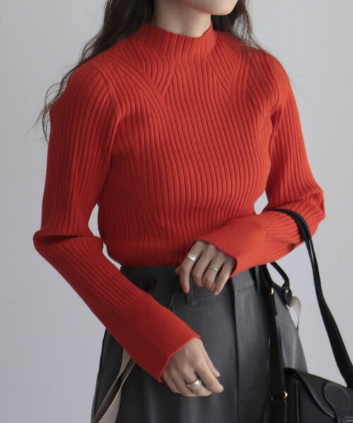 fredy emue(フレディエミュ)の「【新色追加!】ワイドリブハイネックプルオーバーニット(ニット/セーター・レディース・ライトグレー/ブラック/パープル/オフホワイト/オレンジ・38)」の5枚目の写真