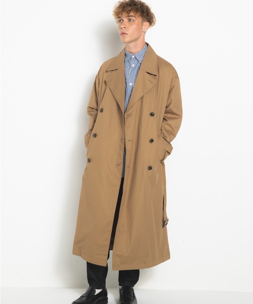 koe(コエ)の「【ユニセックス】オーバーサイズトレンチコート(トレンチコート・レディース・サックスブルー/ベージュ・FREE)」の2枚目の写真