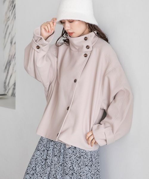 mysty woman（ミスティウーマン）の「スタンドネックショートコート 297043（その他アウター・レディース・アイボリー/ブラック/モカ/グリーン・FREE）」の15枚目の写真