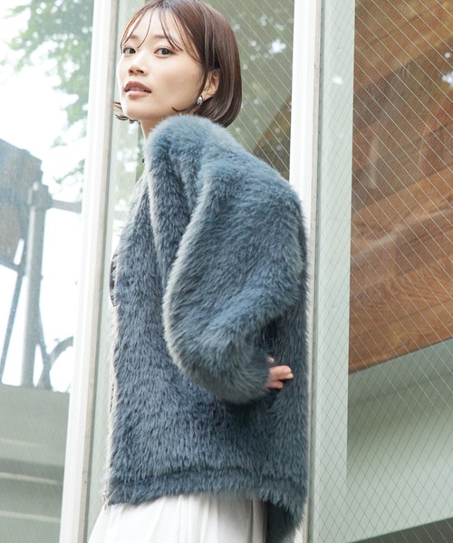 セール】【体型カバー/ロングセラー】ナイロンフェザーニット