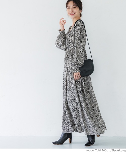 coca（coca）（コカ）の「花柄カシュクールワンピース（ワンピース・レディース・ブラック・SHORT/LONG）」の7枚目の写真