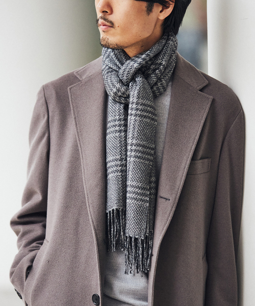 PIACENZA(ピアチェンツァ)の「【PIACENZA / ピアチェンツァ】URAS ハウンドトゥース マフラー(マフラー・メンズ・ブラック/チャコールグレー/ブラウン・FREE)」の1枚目の写真