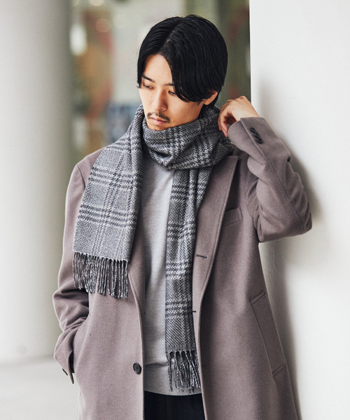 PIACENZA(ピアチェンツァ)の「【PIACENZA / ピアチェンツァ】URAS ハウンドトゥース マフラー(マフラー・メンズ・ブラック/チャコールグレー/ブラウン・FREE)」の4枚目の写真