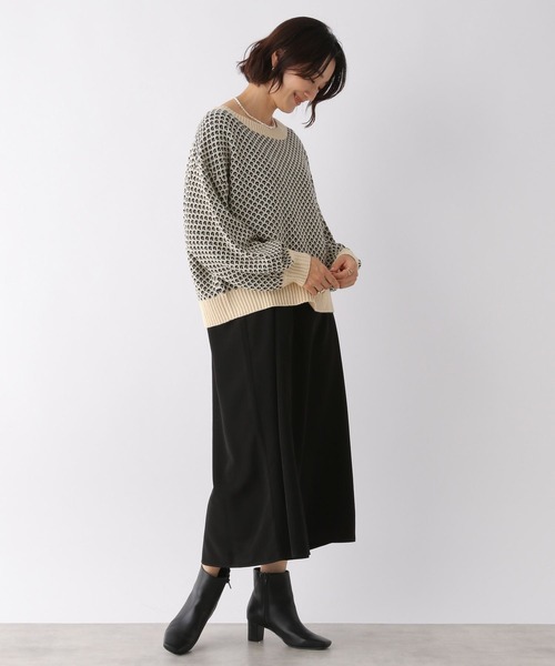 LEPSIM(レプシィム)の「7ゲージ柄ニット×キャミワンピース 164944(ワンピース・レディース・グリーン/ブラック・FREE)」の2枚目の写真