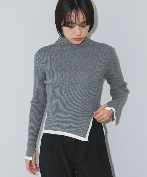 mebole(メボレ)の「スリットリブタートルネック(ニット/セーター・レディース・ホワイト/ブラック/グレー・FREE)」の6枚目の写真
