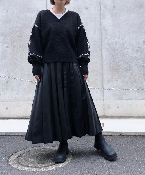 B'2nd（ビーセカンド）の「HCAE(エイチシーエーイー) COLOR STICH KNIT CARDIGAN/カラーステッチニットカーディガン（カーディガン/ボレロ・レディース・ブラック/グリーン/ピンク・F）」の4枚目の写真