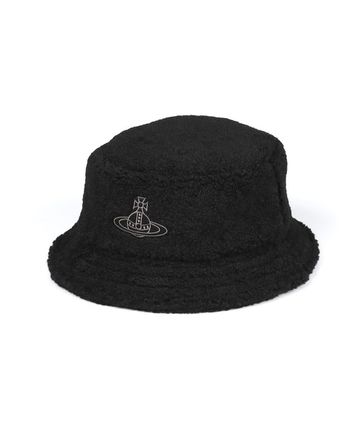 ☆早い者勝ち☆【Vivienne】メンズ ボア バケットハット 黒 帽子 刺繍 Vivienne Westwood MAN（ヴィヴィアンウエストウッドマン）の「ボア