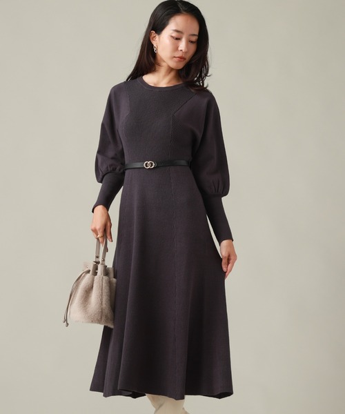 ワンピース ワンピース ドレス ビットベルト付ニットワンピース ワンピース Cheek チーク のファッション オンラインネットワークの