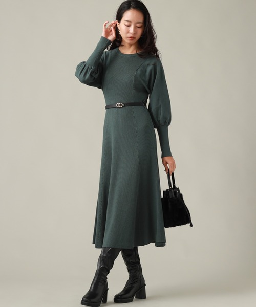 セール】ビットベルト付ニットワンピース（ワンピース）｜Cheek