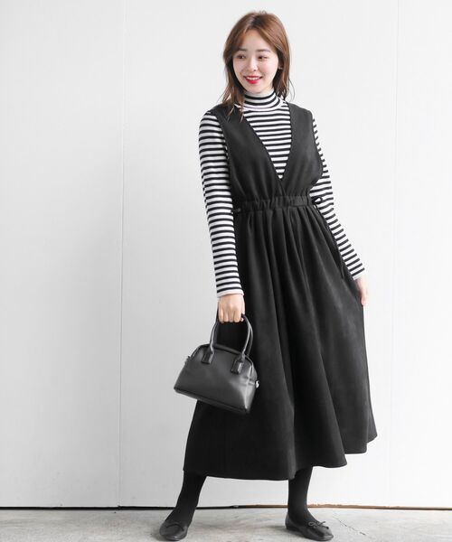 rps（アールピーエス）の「サイドリボンカシュクールジャンパースカート（ジャンパースカート・レディース・ブラック/グレー/ブラウン/ボルドー/モカ・フリー）」の18枚目の写真