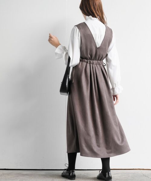 rps（アールピーエス）の「サイドリボンカシュクールジャンパースカート（ジャンパースカート・レディース・ブラック/グレー/ブラウン/ボルドー/モカ・フリー）」の8枚目の写真