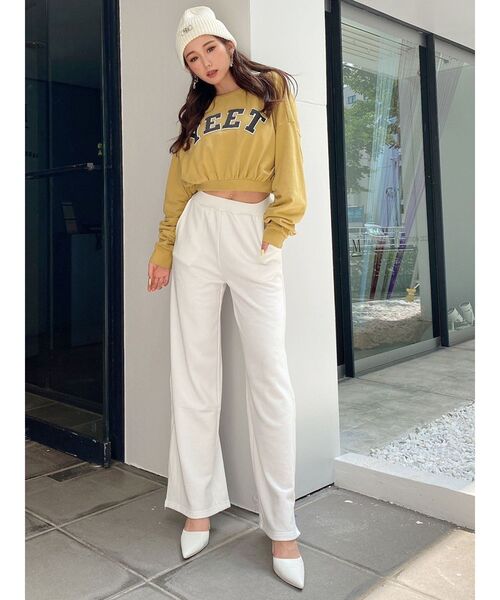 GYDA(ジェイダ)の「【セットアップ着用可】HEM ZIP スウェット ワイドパンツ(スウェットパンツ・レディース・オフホワイト/ブラック・FREE)」の9枚目の写真