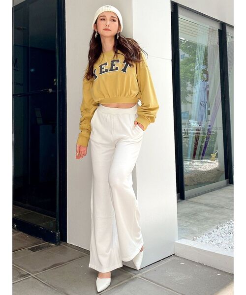 GYDA(ジェイダ)の「【セットアップ着用可】HEM ZIP スウェット ワイドパンツ(スウェットパンツ・レディース・オフホワイト/ブラック・FREE)」の15枚目の写真