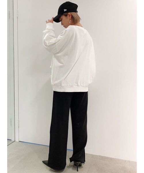 GYDA(ジェイダ)の「【セットアップ着用可】HEM ZIP スウェット ワイドパンツ(スウェットパンツ・レディース・オフホワイト/ブラック・FREE)」の22枚目の写真