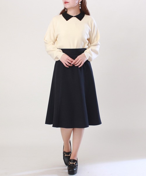 ASTORIA ODIER（アストリアオディール）の「配色パイピングフレアスカート（スカート・レディース・ネイビー/ピンク/ベージュ・SMALL/X-SMALL/MEDIUM/LARGE）」の6枚目の写真