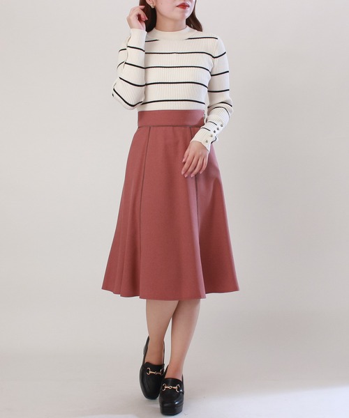 ASTORIA ODIER（アストリアオディール）の「配色パイピングフレアスカート（スカート・レディース・ネイビー/ピンク/ベージュ・SMALL/X-SMALL/MEDIUM/LARGE）」の18枚目の写真
