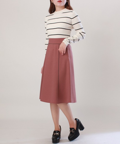 ASTORIA ODIER（アストリアオディール）の「配色パイピングフレアスカート（スカート・レディース・ネイビー/ピンク/ベージュ・SMALL/X-SMALL/MEDIUM/LARGE）」の17枚目の写真