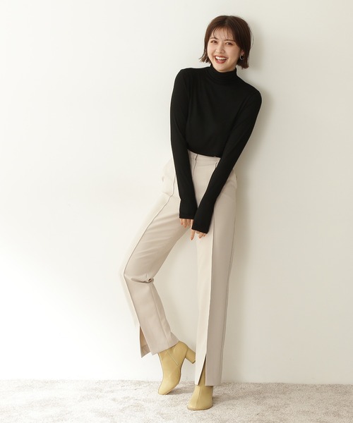 N.(N. Natural Beauty Basic)(エヌエヌナチュラルビューティーベーシック)の「【追加生産】◆ハイネックインナーカットソー(Tシャツ/カットソー・レディース・オフホワイト/ブラック/ライトグリーン/オレンジ・MEDIUM)」の9枚目の写真