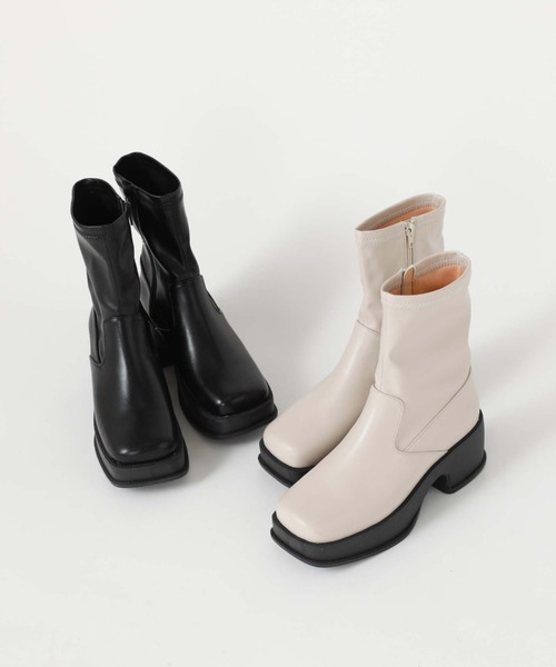 archives（アルシーヴ）の「厚底ストレッチブーツ（ブーツ・レディース・アイボリー/ブラック・MEDIUM/LARGE）」の5枚目の写真