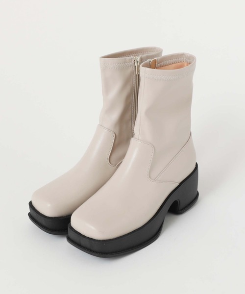 archives（アルシーヴ）の「厚底ストレッチブーツ（ブーツ・レディース・アイボリー/ブラック・MEDIUM/LARGE）」の8枚目の写真