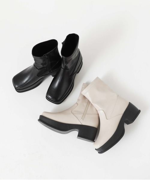 archives（アルシーヴ）の「厚底ストレッチブーツ（ブーツ・レディース・アイボリー/ブラック・MEDIUM/LARGE）」の6枚目の写真