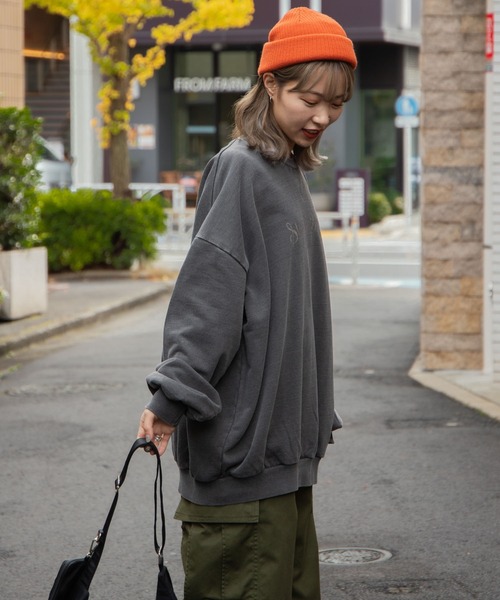 WEGO（ウィゴー）の「WEGO/ヘビーウエイト ピグメントプルオーバー（スウェット・メンズ・スミクロ/レッド/カーキ・MEDIUM/LARGE）」の12枚目の写真