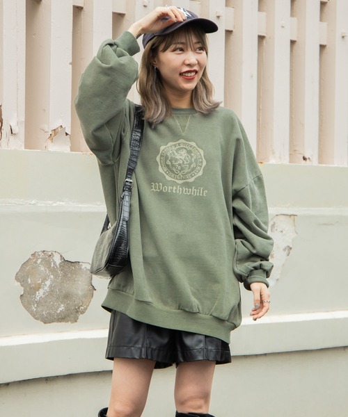 WEGO（ウィゴー）の「WEGO/ヘビーウエイト ピグメントプルオーバー（スウェット・メンズ・スミクロ/レッド/カーキ・MEDIUM/LARGE）」の15枚目の写真