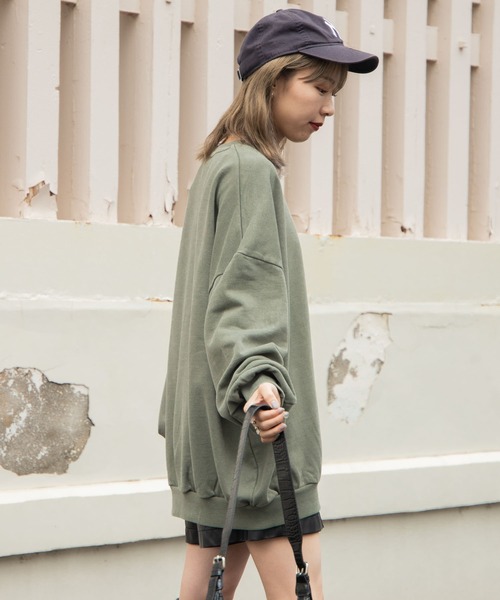 WEGO（ウィゴー）の「WEGO/ヘビーウエイト ピグメントプルオーバー（スウェット・メンズ・スミクロ/レッド/カーキ・MEDIUM/LARGE）」の8枚目の写真