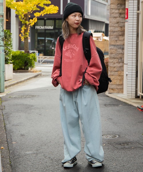 WEGO（ウィゴー）の「WEGO/ヘビーウエイト ピグメントプルオーバー（スウェット・メンズ・スミクロ/レッド/カーキ・MEDIUM/LARGE）」の6枚目の写真