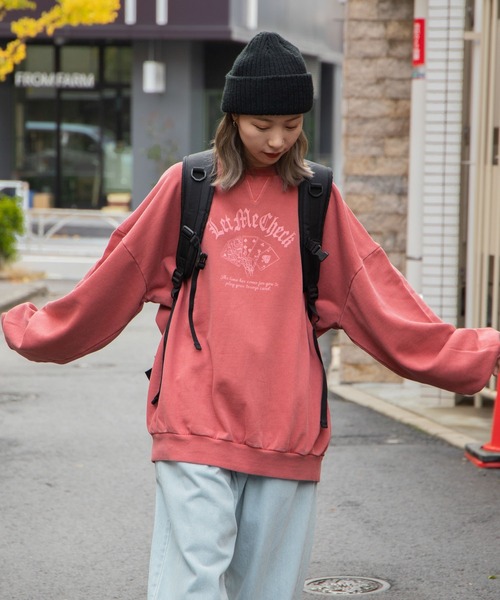 WEGO（ウィゴー）の「WEGO/ヘビーウエイト ピグメントプルオーバー（スウェット・メンズ・スミクロ/レッド/カーキ・MEDIUM/LARGE）」の5枚目の写真